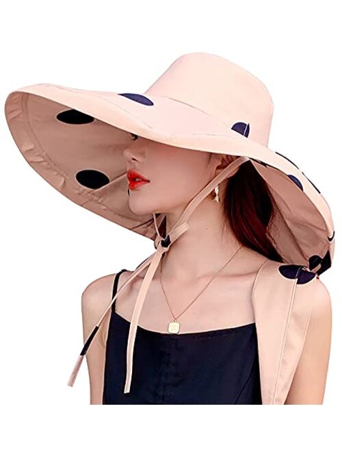 Women's Sun Hat Packable Reversible Bucket Hat UV Sun Protection Wide Brim Summer Beach Cap