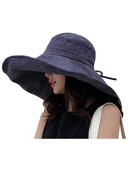 Women's Sun Hat Packable Reversible Bucket Hat UV Sun Protection Wide Brim Summer Beach Cap