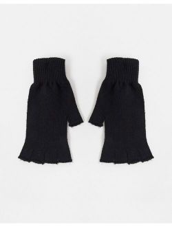 fingerless gloves in recycled polyester in black