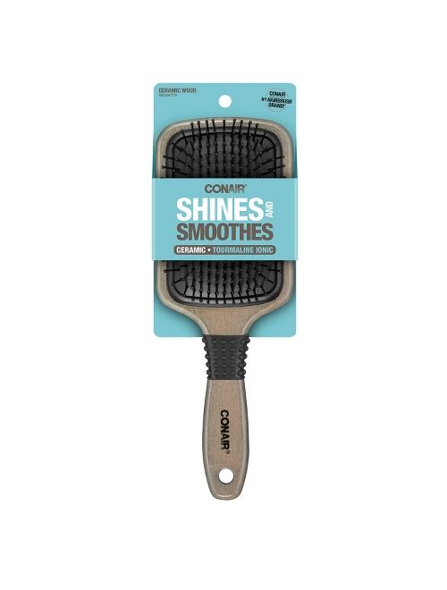 Conair Shines and Smoothes Ceramic Wood Paddle Hair Brush