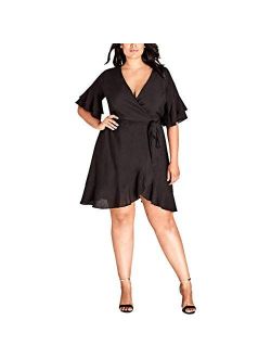 Women's Apparel Women's Plus Size Dress Flounce Sleeve