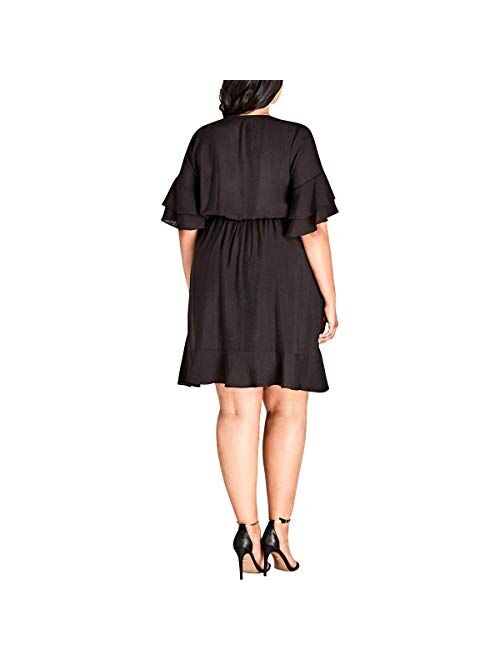 City Chic Women's Apparel Women's Plus Size Dress Flounce Sleeve