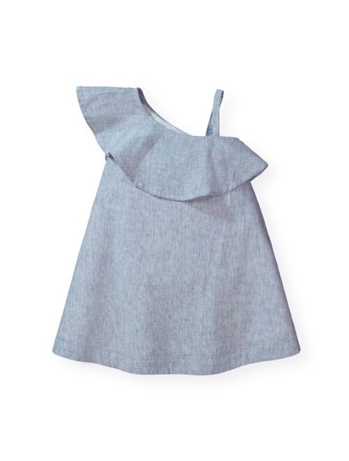 Hope & Henry Girls' One Shoulder Flounce Dress