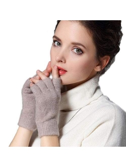 NOVAWO Cashmere Fingerless Gloves Warm Arm Warmers Unisex Typing Gloves