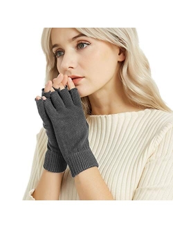 NOVAWO Cashmere Fingerless Gloves Warm Arm Warmers Unisex Typing Gloves