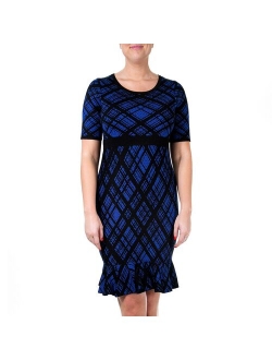 Women's Nina Leonard Plaid Flounce-Hem Dress