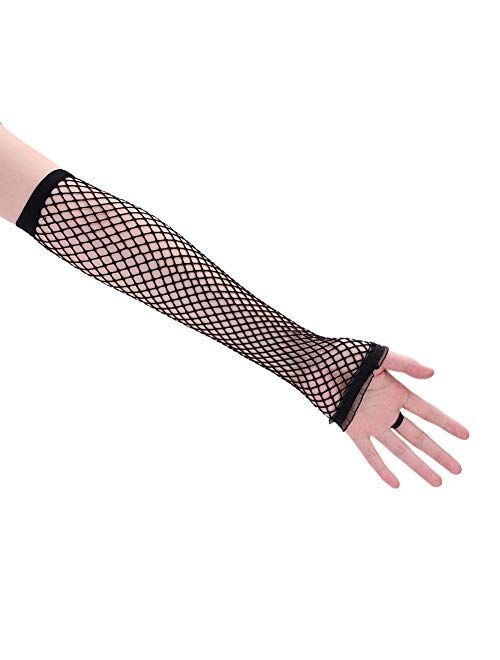 Kids Long Fishnet Gloves Girls Lace Fingerless Mesh Gloves Dance Performance Party Costume Accessory