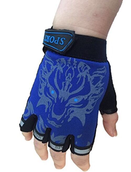 MARZE Cycling Gloves for Kids Children Half Finger Non-Slip Adjustable Sports Gloves Bike Gloves