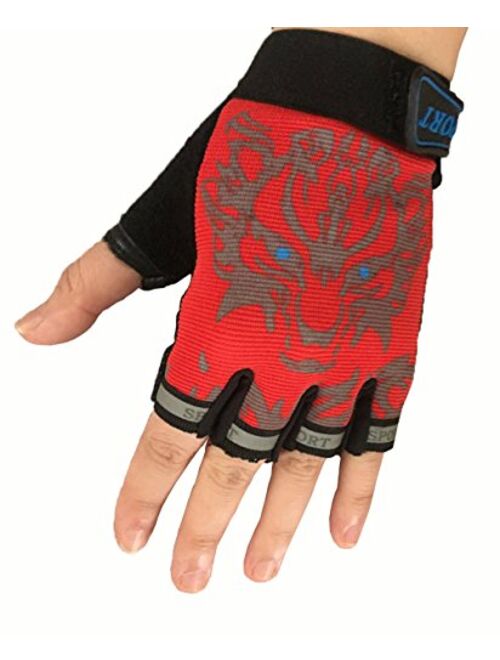 MARZE Cycling Gloves for Kids Children Half Finger Non-Slip Adjustable Sports Gloves Bike Gloves