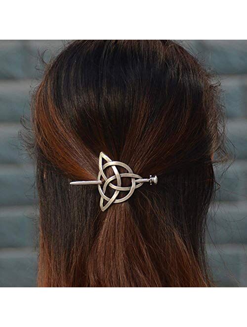 HAQUIL Celtic Jewelry Celtic Knot Triquetra Hairpin Stick Barrette Hair Clips Hair Accessories for Women and Girls