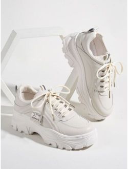 Stitch Detail Lace-up Front Chunky Sneakers