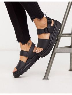 Dr Martens Voss black leather flat chunky sandals