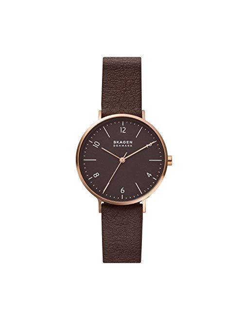 Skagen Womens Pro Planet Aaren Naturals Recycled Stainless Steel Minimalist Watch With Leather Alternatives Bands Made With Mulberry Bark, Cork And Apple