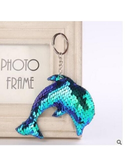100pcs/lot Creative Lovely Sequin Dolphin Keychain Glitter Key Rings Gifts for Women Car Bag Pendant dolphine key ring