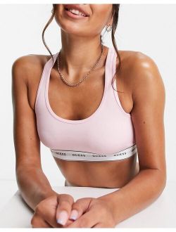 GUESS Women's Active Medium Support Sports Bra with Lace-up Detail