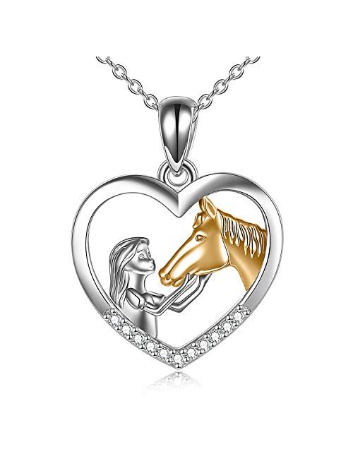 YFN Horse Pendant Necklace Sterling Silver Girls with Horse Gift For Women Girls