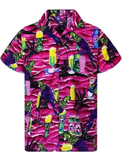 Hawaiian Blouse Shirt for Women Funky Casual Button Down Very Loud Shortsleeve Unisex Parrot Beerbottle