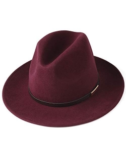 Fedora Hats for Men Women 100% Australian Wool Felt Wide Brim Hat Leather Belt Crushable Packable