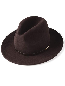 Fedora Hats for Men Women 100% Australian Wool Felt Wide Brim Hat Leather Belt Crushable Packable