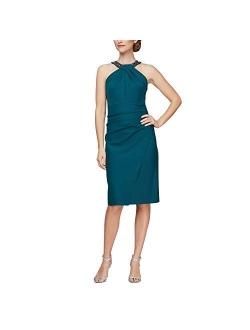 Women's Short Sheath Slimming Stretch Halter Neck Dress