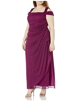 Women's Plus Size Cold-Shoulder Dress Side Ruched Skirt