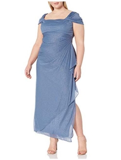 Women's Plus Size Cold-Shoulder Dress Side Ruched Skirt