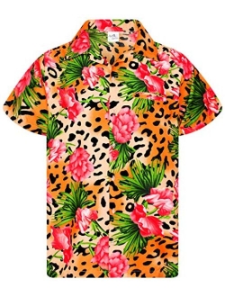 Hawaiian Shirt for Men Funky Casual Button Down Very Loud Shortsleeve Unisex Leopard Flowers