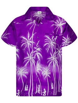 Funky Casual Hawaiian Shirt for Men Front Pocket Button Down Very Loud Shortsleeve Unisex Beach Print