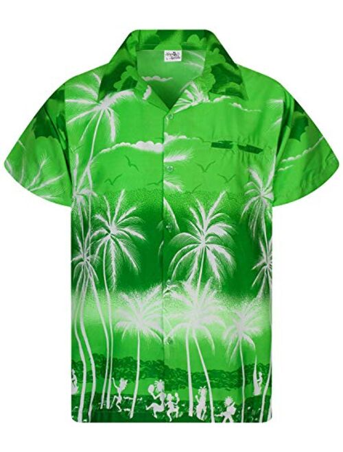 KING KAMEHA Funky Casual Hawaiian Shirt for Men Front Pocket Button Down Very Loud Shortsleeve Unisex Beach Print