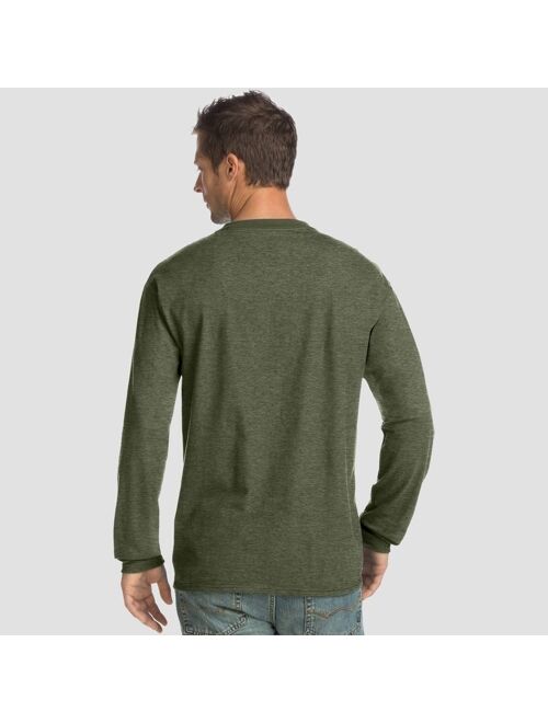 Hanes Men's Long Sleeve Beefy Henley Shirt