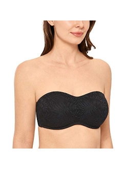 Women's Lace Bandeau Strapless Minimizer Bra Underwire Plus Size