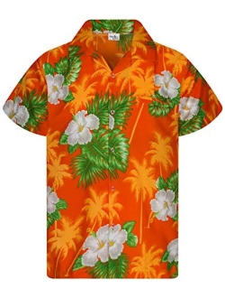 Funky Casual Hawaiian Shirt for Men Front Pocket Button Down Very Loud Shortsleeve Unisex Small Flower Print