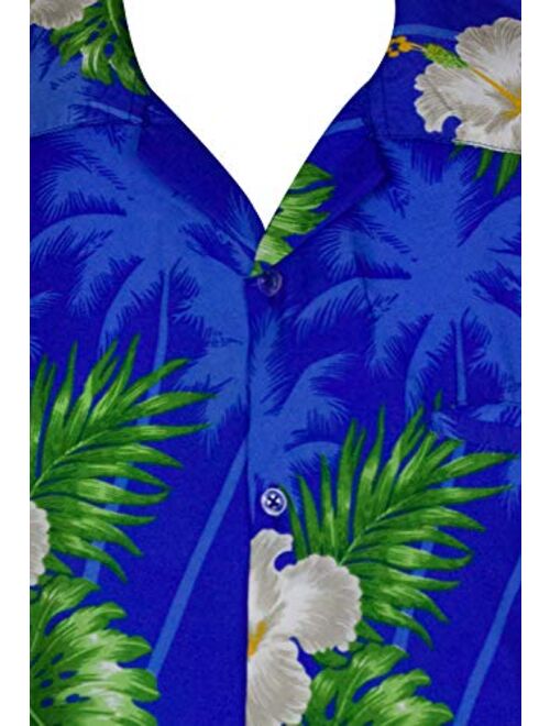 KING KAMEHA Funky Casual Hawaiian Shirt for Men Front Pocket Button Down Very Loud Shortsleeve Unisex Small Flower Print