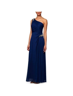 Women's One Shoulder Long Dress (Petite and Regular)