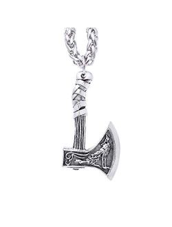 HAQUIL Viking Jewelry Norse Axe Talisman Pendant Chain Necklace for Men and Women