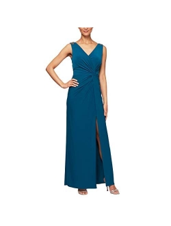 Women's Long Dress with Knot Front Detail