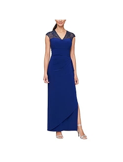 Women's Long Dress with Knot Front Detail