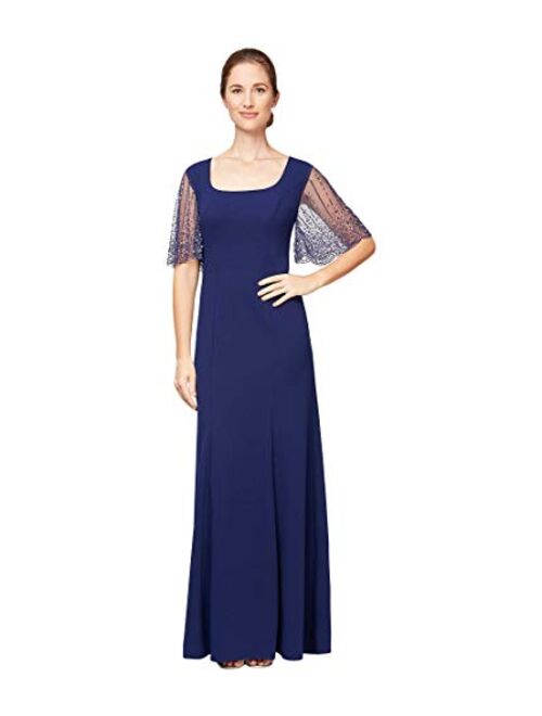 Alex Evenings Women's Long Dress with Knot Front Detail