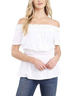 CeCe Short Sleeve Off Shoulder Peplum Tee