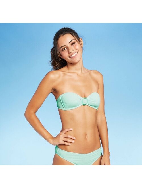 Juniors' Ring Front Textured Bandeau Bikini Top - Xhilaration™ Mint