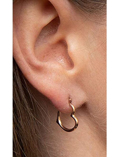 14K Gold Heart Shaped Hoop Earrings (2mm Thick), 16mm (0.60 In), 20mm (0.78 In)