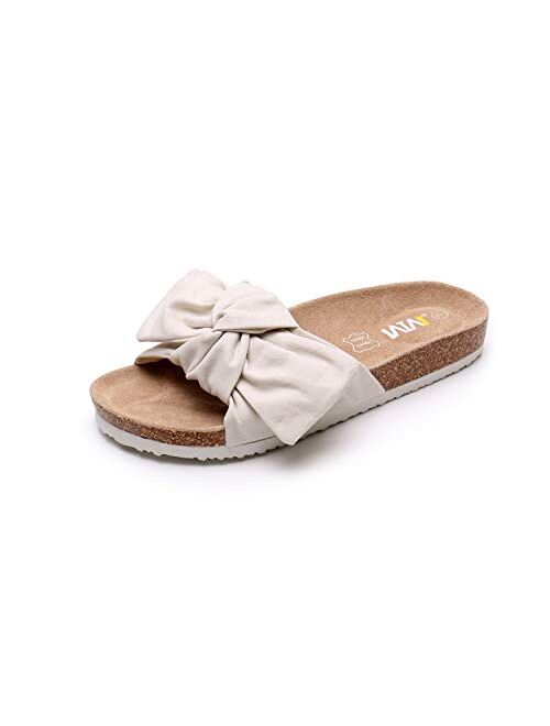 WTW Women Summer Bow Cork Sandals Platform Footbed for Ladies