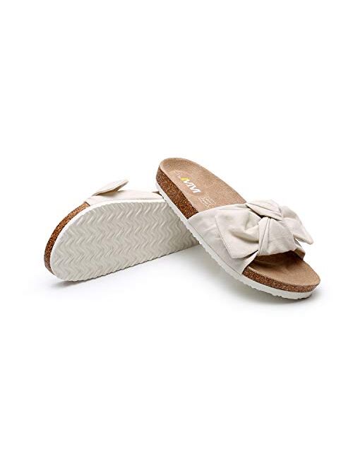 WTW Women Summer Bow Cork Sandals Platform Footbed for Ladies