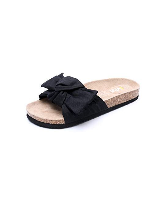 WTW Women Summer Bow Cork Sandals Platform Footbed for Ladies