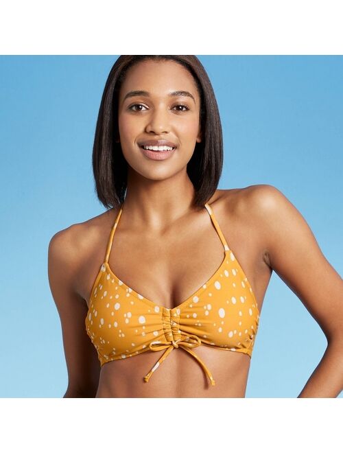 Women's Shoulder Tie Bikini Top - Kona Sol™ Yellow Dot Print