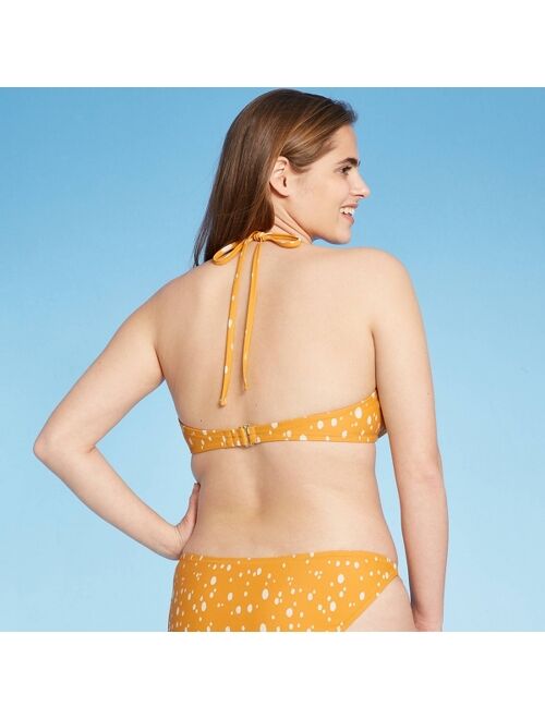 Women's Shoulder Tie Bikini Top - Kona Sol™ Yellow Dot Print