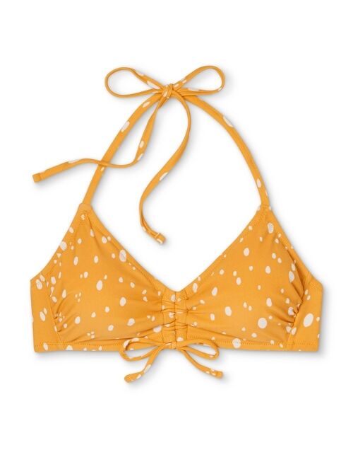 Women's Shoulder Tie Bikini Top - Kona Sol™ Yellow Dot Print