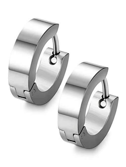 Jstyle Stainless Steel Black Unique Small Hoop Earrings for Men Huggie Earrings 1 Pairs