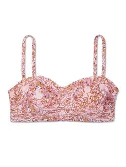 Women's Post-Mastectomy Shirred Bandeau Boho Garden Bikini Top - Kona Sol™ Pink