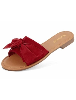 MaxMuxun Women's Bow Tie Slip On Flat Slide Sandals